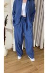 Kadın Oversize Gömlek Pantolon Takım – %100 Pamuk – İndigo