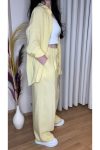 Kadın Oversize Gömlek Pantolon Takım – %100 Pamuk-Butter Yellow