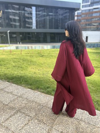 Uzun Kimono Gofre Takım-Vişne Çürüğü